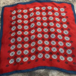 Tory Burch Red and Blue Patterned Scarf